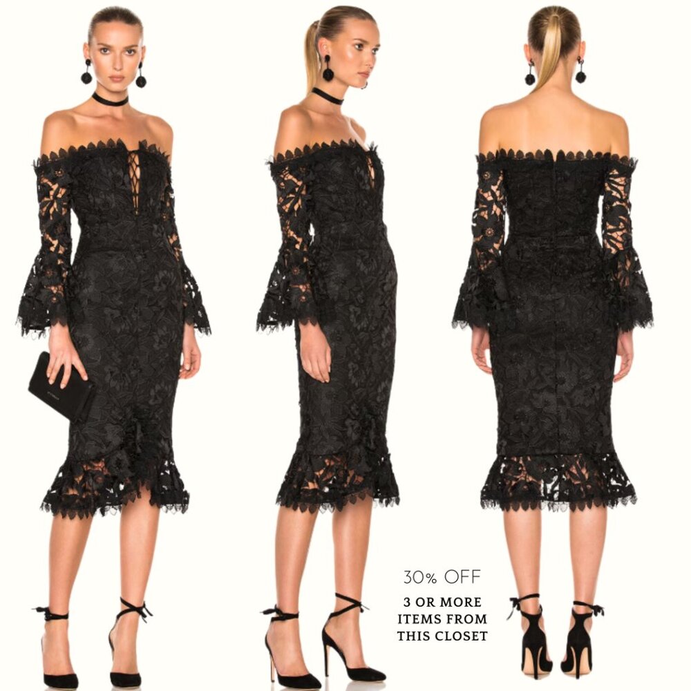 Nicholas Botanical Lace Cocktail Dress